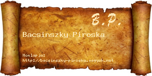 Bacsinszky Piroska névjegykártya